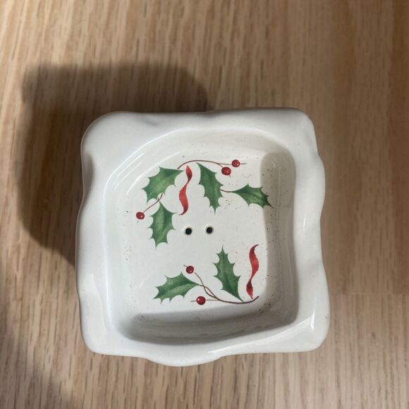 Lenox Salt Pepper Shakers 2003 Holiday Santa Atop Chimney Stackable Original Box - Picture 10 of 11